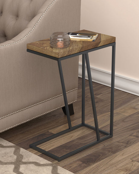 Sergio Engineered Wood C-Shaped Side Table Rustic Tobacco - Tampa Furniture Outlet