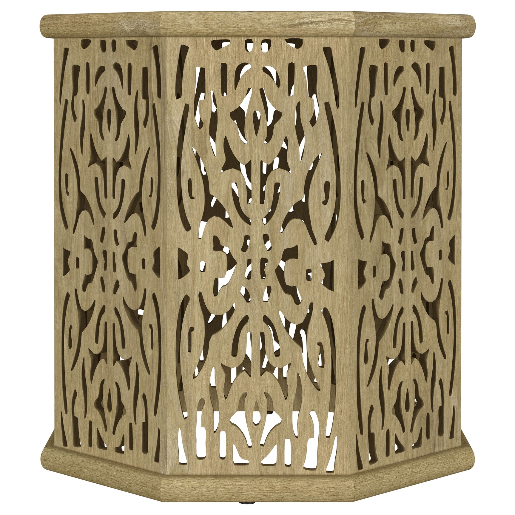 Torres Octagonal Solid Mango Wood Side Table Natural Brown - Tampa Furniture Outlet