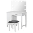 Tampa Furniture Outlet - Coaster - Elijah Vanity Set with Lighting & Stool White and Dark Grey - 931149