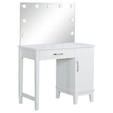 Elijah Vanity Set with Lighting & Stool White and Dark Grey - Tampa Furniture Outlet