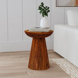 Aureo Round Solid Wood Accent Side Table Wild Honey - Tampa Furniture Outlet