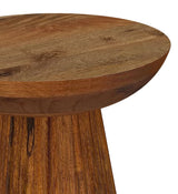 Aureo Round Solid Wood Accent Side Table Wild Honey - Tampa Furniture Outlet
