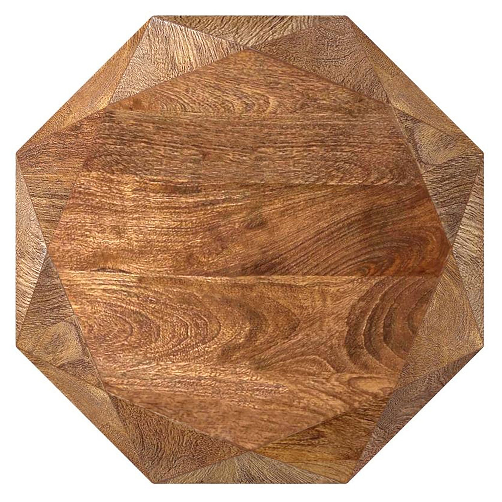 Jacinto Octagonal Solid Mango Wood Side Table Natural Brown - Tampa Furniture Outlet