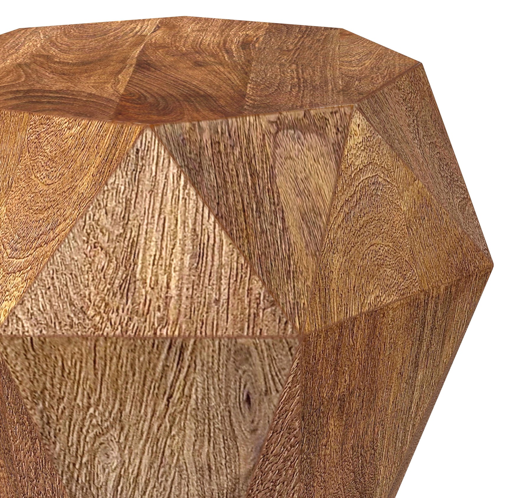 Jacinto Octagonal Solid Mango Wood Side Table Natural Brown - Tampa Furniture Outlet