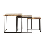 Belcourt 3-piece Square Nesting Tables Natural and Black - Tampa Furniture Outlet