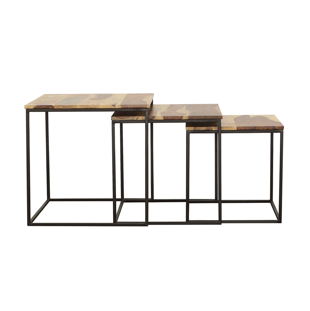 Belcourt 3-piece Square Nesting Tables Natural and Black - Tampa Furniture Outlet