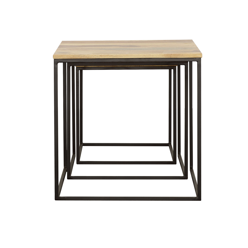 Belcourt 3-piece Square Nesting Tables Natural and Black - Tampa Furniture Outlet