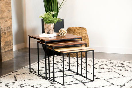 Belcourt 3-piece Square Nesting Tables Natural and Black - Tampa Furniture Outlet