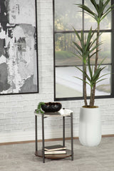 Noemie Round Marble Top Accent Side Table White and Gunmetal - Tampa Furniture Outlet
