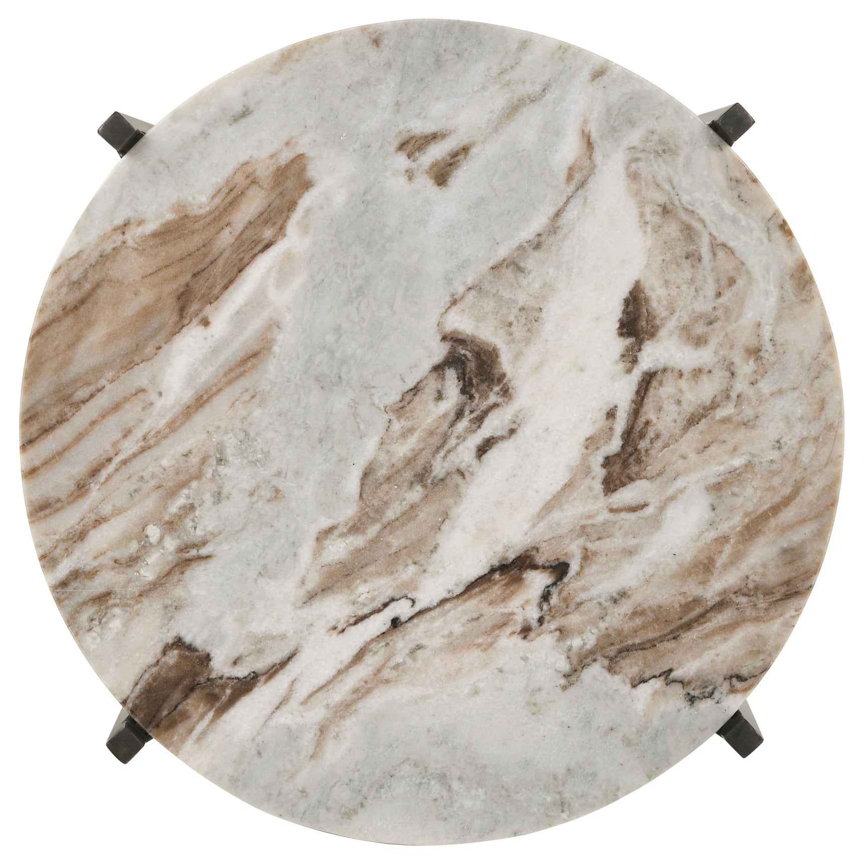 Noemie Round Marble Top Accent Side Table White and Gunmetal - Tampa Furniture Outlet