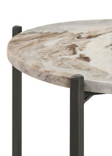 Noemie Round Marble Top Accent Side Table White and Gunmetal - Tampa Furniture Outlet