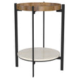 Tampa Furniture Outlet - Coaster - Adhvik Round End Side Table Marble Shelf Natural and Black - 931218