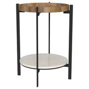 Tampa Furniture Outlet - Coaster - Adhvik Round End Side Table Marble Shelf Natural and Black - 931218