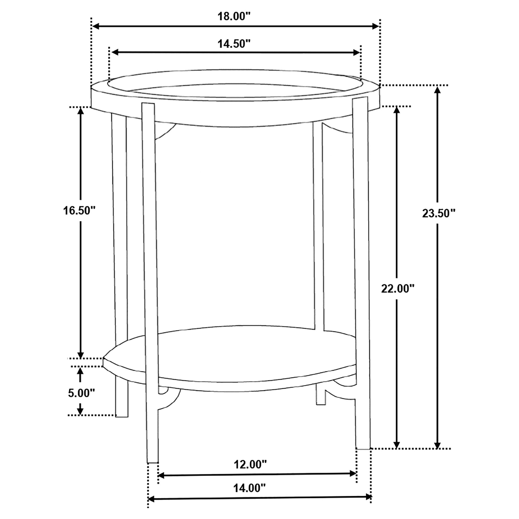 Adhvik Round End Side Table Marble Shelf Natural and Black - Tampa Furniture Outlet