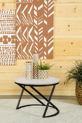 Miguel Round Marble Top Coffee Table White and Black - Tampa Furniture Outlet