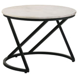 Tampa Furniture Outlet - Coaster - Miguel Round Marble Top Coffee Table White and Black - 931227