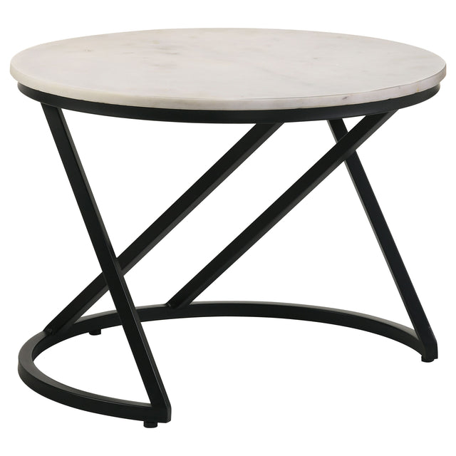 Tampa Furniture Outlet - Coaster - Miguel Round Marble Top Coffee Table White and Black - 931227