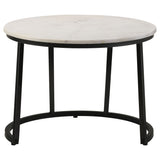 Miguel Round Marble Top Coffee Table White and Black - Tampa Furniture Outlet