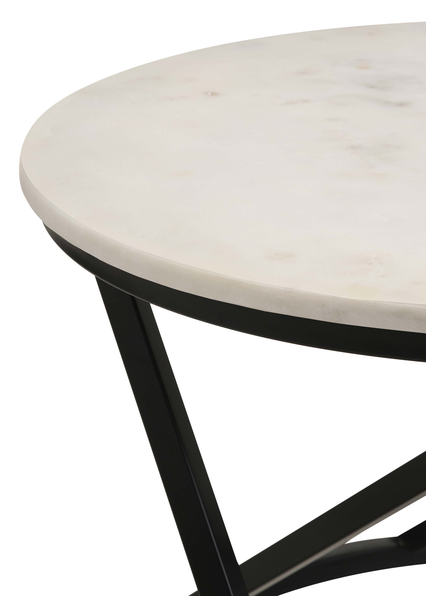 Miguel Round Marble Top Coffee Table White and Black - Tampa Furniture Outlet