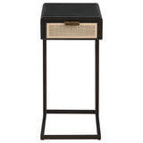 Amherst 1-drawer Radio Weave Cane Metal Side Table Black - Tampa Furniture Outlet