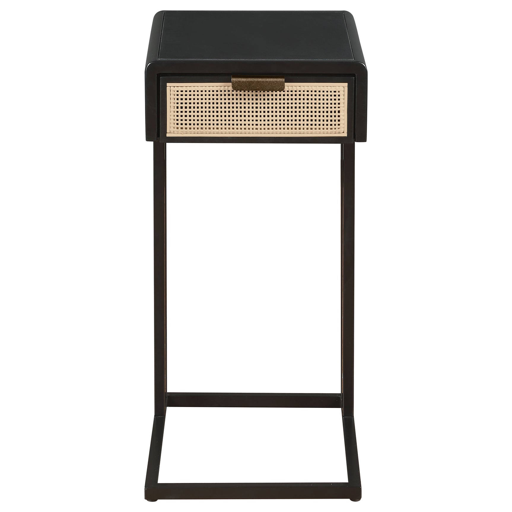 Amherst 1-drawer Radio Weave Cane Metal Side Table Black - Tampa Furniture Outlet