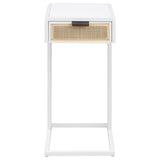Amherst 1-drawer Radio Weave Cane Metal Side Table White - Tampa Furniture Outlet