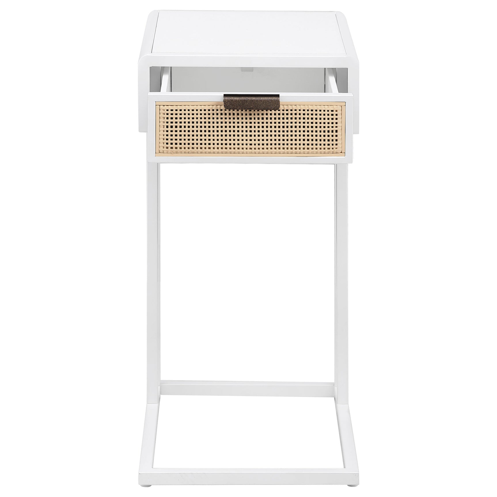 Amherst 1-drawer Radio Weave Cane Metal Side Table White - Tampa Furniture Outlet