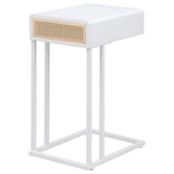 Amherst 1-drawer Radio Weave Cane Metal Side Table White - Tampa Furniture Outlet