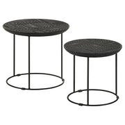 Tampa Furniture Outlet - Coaster - Loannis 2-piece Round Mango Wood Nesting Table Matte Black - 935842