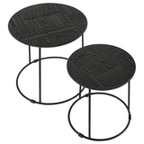 Loannis 2-piece Round Mango Wood Nesting Table Matte Black - Tampa Furniture Outlet