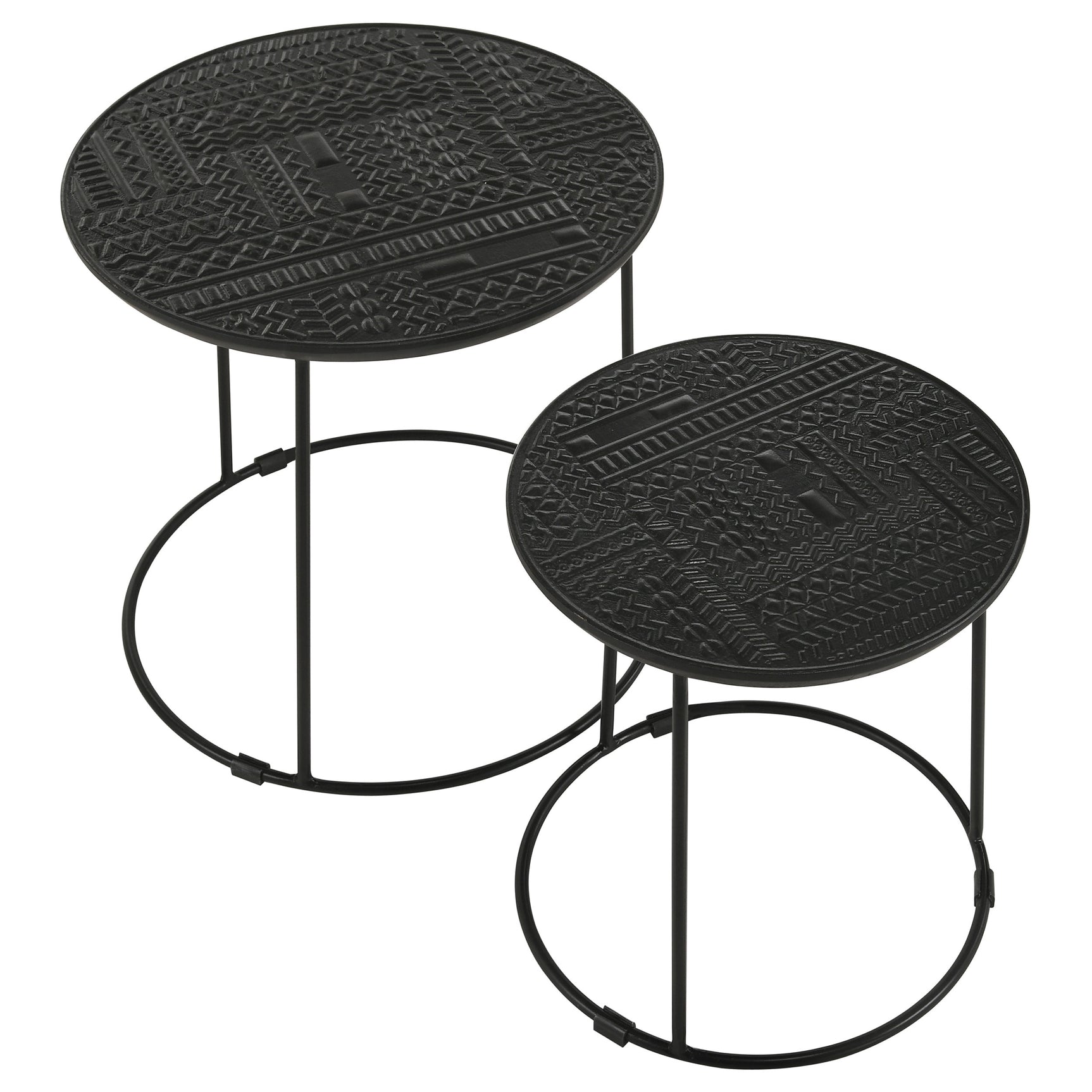 Loannis 2-piece Round Mango Wood Nesting Table Matte Black - Tampa Furniture Outlet