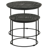 Loannis 2-piece Round Mango Wood Nesting Table Matte Black - Tampa Furniture Outlet