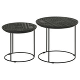 Loannis 2-piece Round Mango Wood Nesting Table Matte Black - Tampa Furniture Outlet