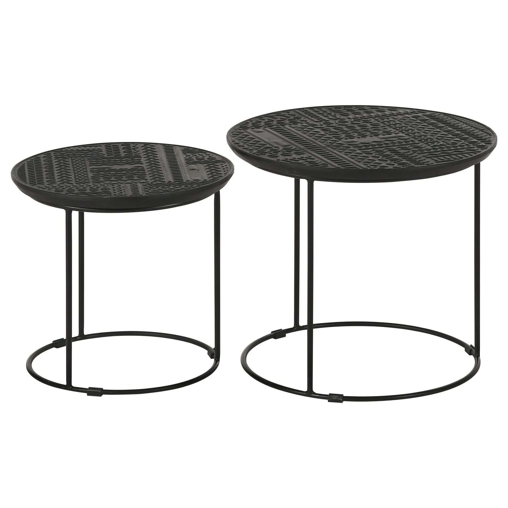 Loannis 2-piece Round Mango Wood Nesting Table Matte Black - Tampa Furniture Outlet