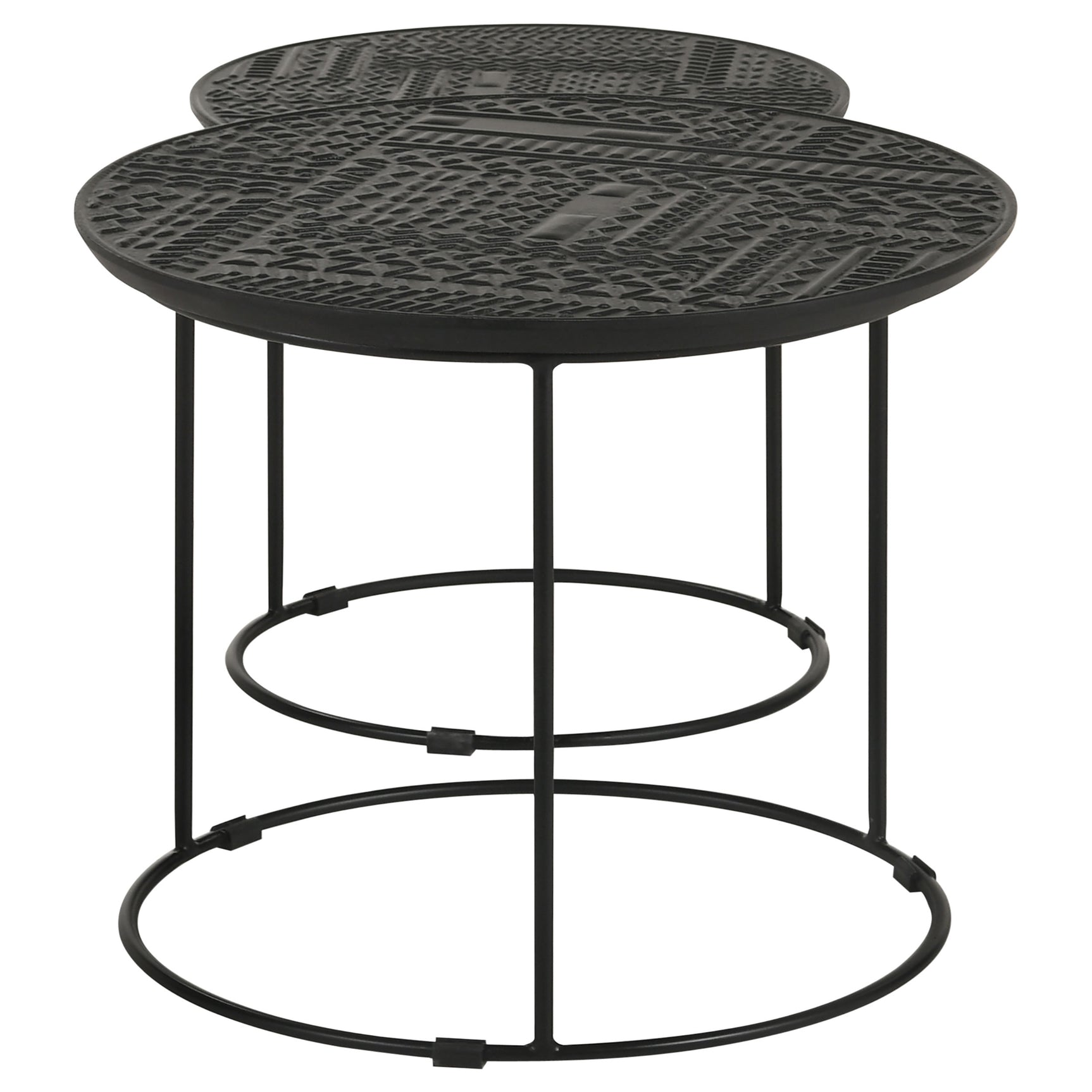 Loannis 2-piece Round Mango Wood Nesting Table Matte Black - Tampa Furniture Outlet