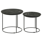 Loannis 2-piece Round Mango Wood Nesting Table Matte Black - Tampa Furniture Outlet