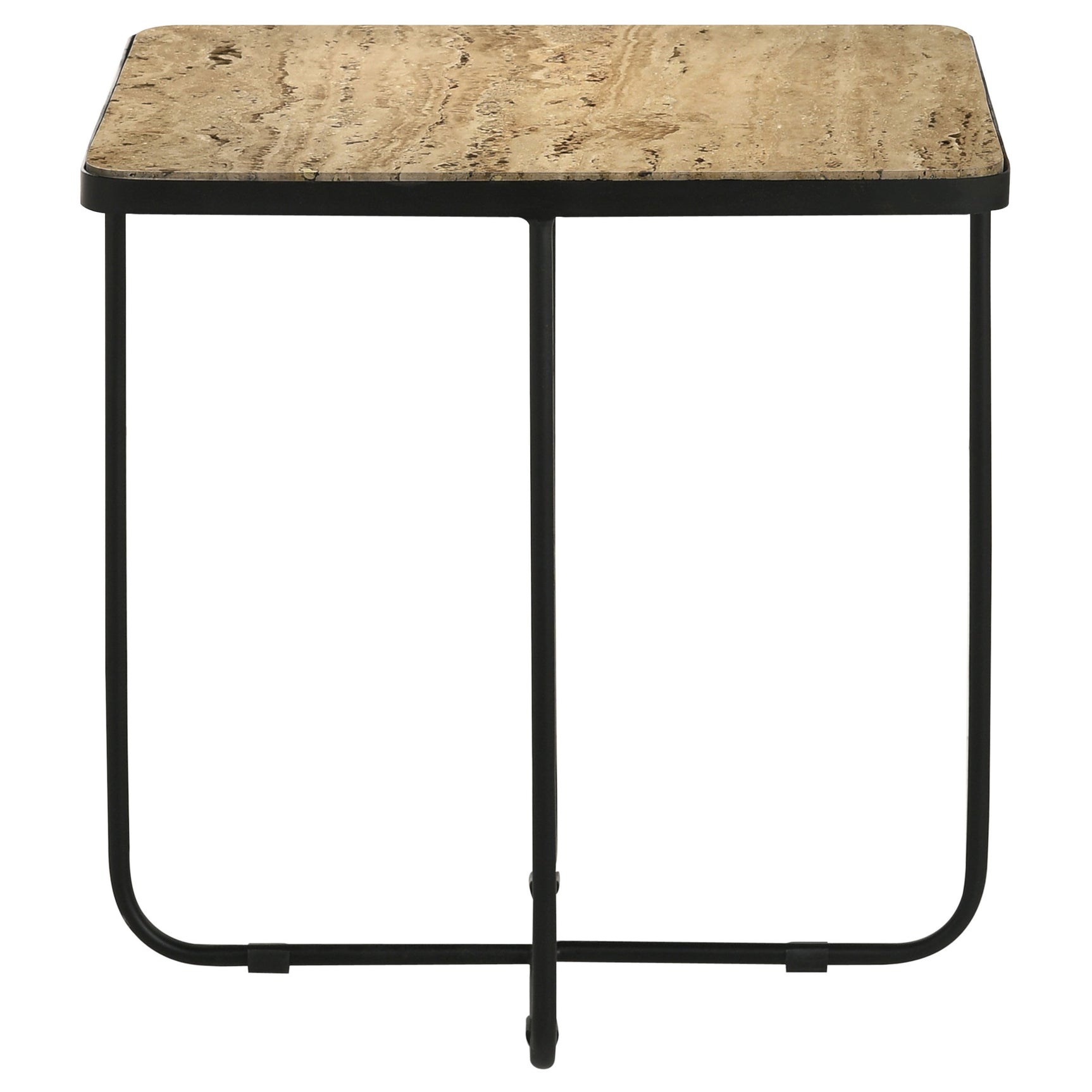 Elyna Square Stone Top Accent Side Table Beige - Tampa Furniture Outlet