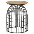 Tampa Furniture Outlet - Coaster - Bernardo Round Wire Frame Side Table Natural and Gunmetal - 935860