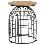 Tampa Furniture Outlet - Coaster - Bernardo Round Wire Frame Side Table Natural and Gunmetal - 935860