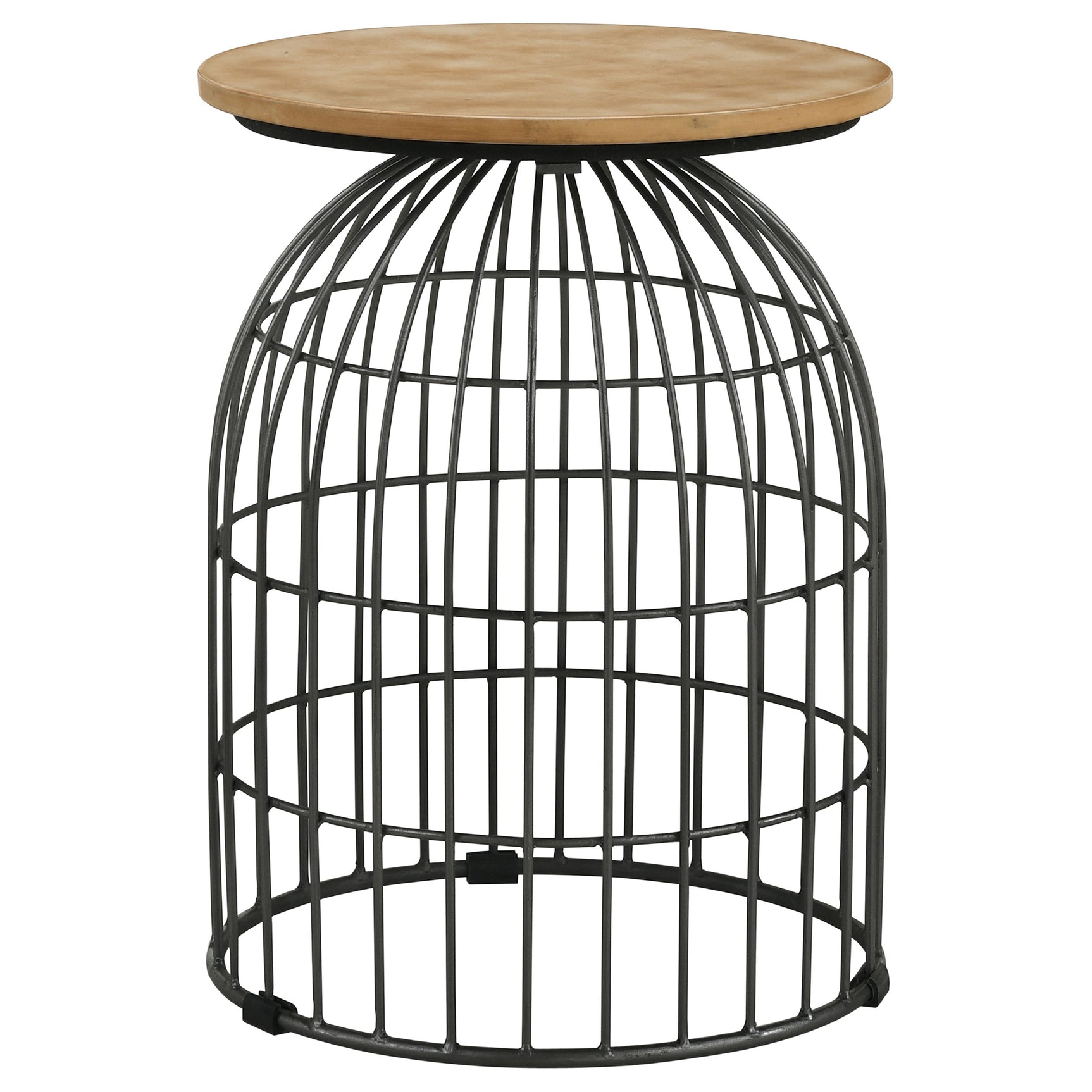 Tampa Furniture Outlet - Coaster - Bernardo Round Wire Frame Side Table Natural and Gunmetal - 935860