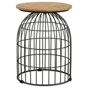 Tampa Furniture Outlet - Coaster - Bernardo Round Wire Frame Side Table Natural and Gunmetal - 935860
