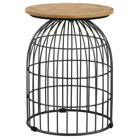 Tampa Furniture Outlet - Coaster - Bernardo Round Wire Frame Side Table Natural and Gunmetal - 935860