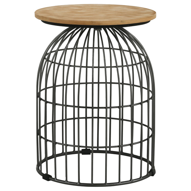 Tampa Furniture Outlet - Coaster - Bernardo Round Wire Frame Side Table Natural and Gunmetal - 935860
