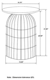 Bernardo Round Wire Frame Side Table Natural and Gunmetal - Tampa Furniture Outlet