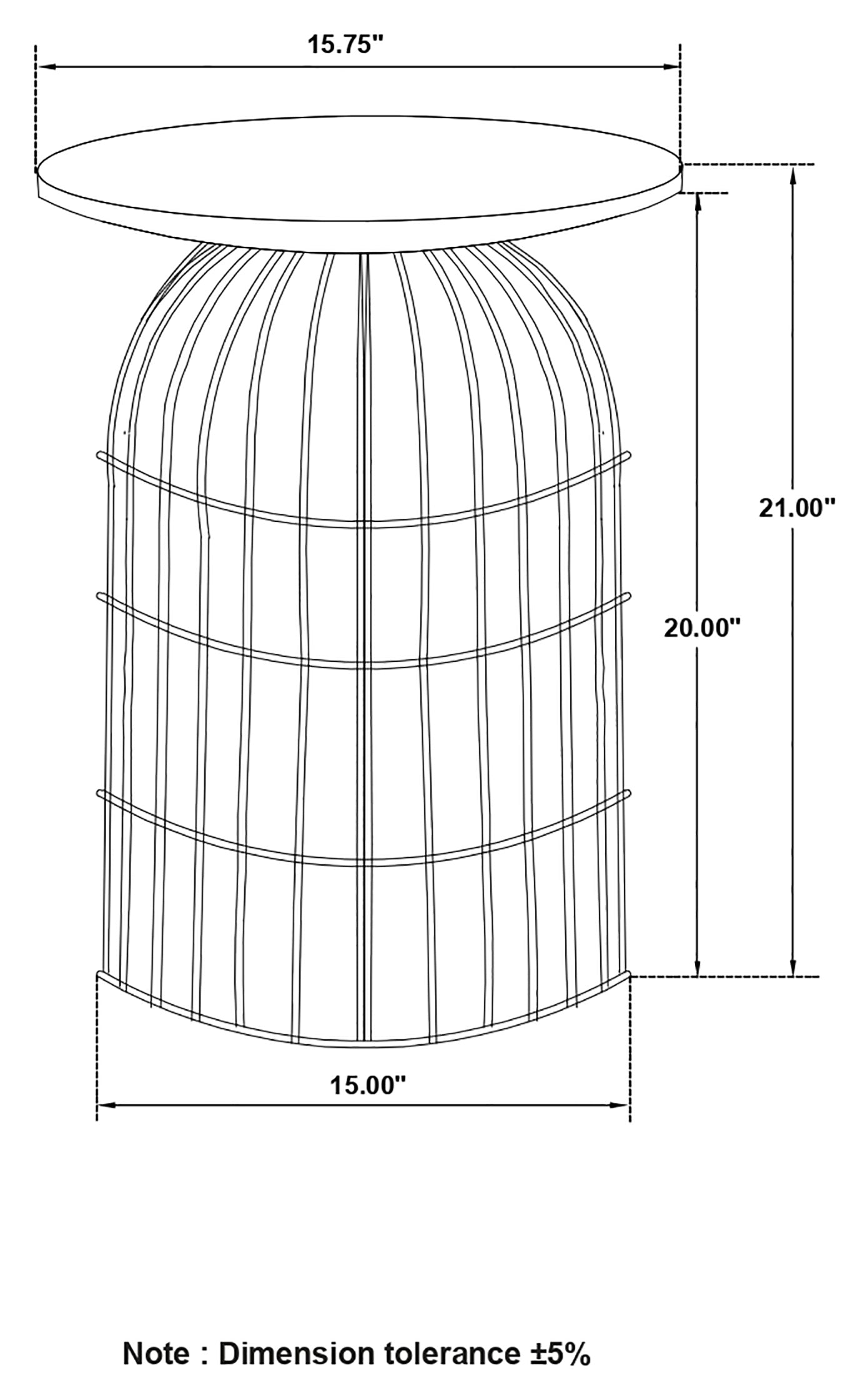 Bernardo Round Wire Frame Side Table Natural and Gunmetal - Tampa Furniture Outlet
