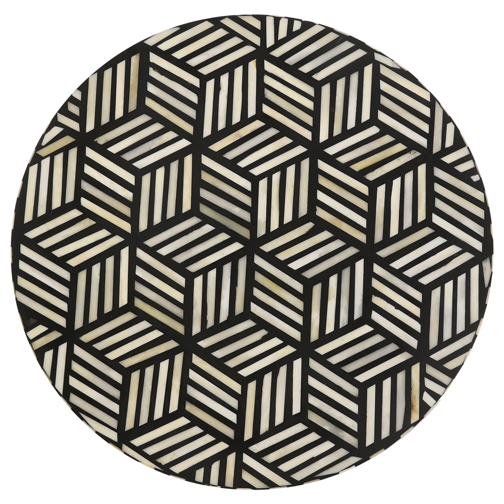 Xenia Round Bone Inlay Accent Side Table White and Gold - Tampa Furniture Outlet