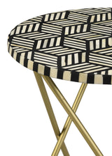Xenia Round Bone Inlay Accent Side Table White and Gold - Tampa Furniture Outlet