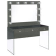 Tampa Furniture Outlet - Coaster - Afshan 3-drawer Vanity Set with Lighting Grey High Gloss - 935923