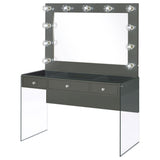Afshan 3-drawer Vanity Set with Lighting Grey High Gloss - Tampa Furniture Outlet
