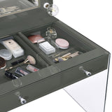 Afshan 3-drawer Vanity Set with Lighting Grey High Gloss - Tampa Furniture Outlet